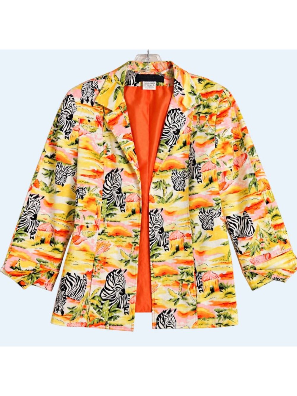Harve Benard Blazer Womens 10 Zebra Print Cotton Stretch Multicolor Lined Vintag